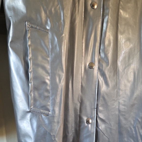 Michael Kors Shiny Silver Rain/Trench Coat - Picture 2 of 8